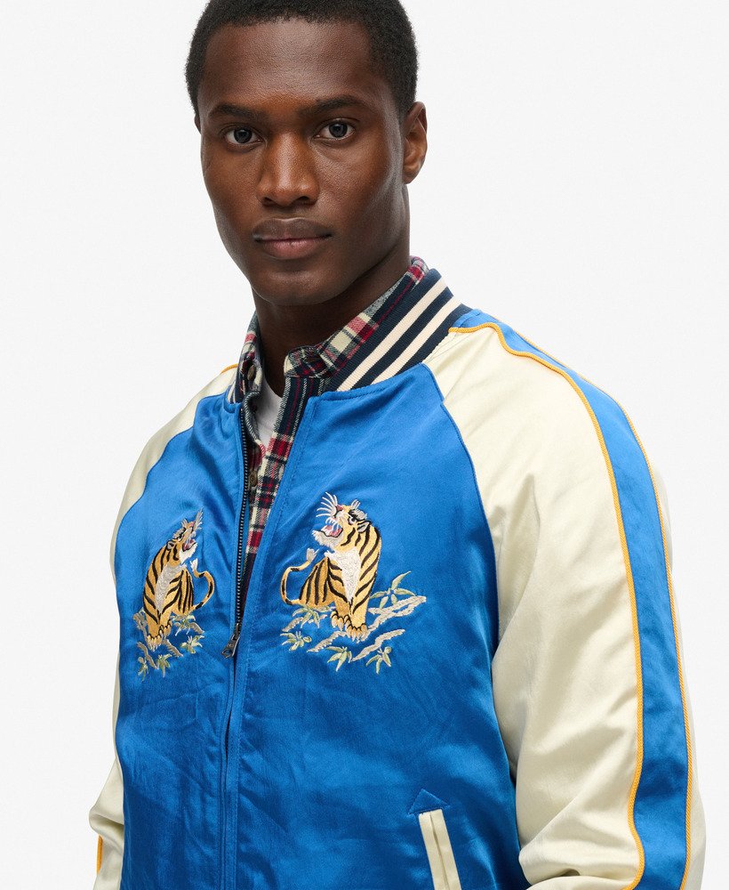 mens Sukajan Embroidered Bomber Jacket in DODGER BLUE | Superdry CA-EN