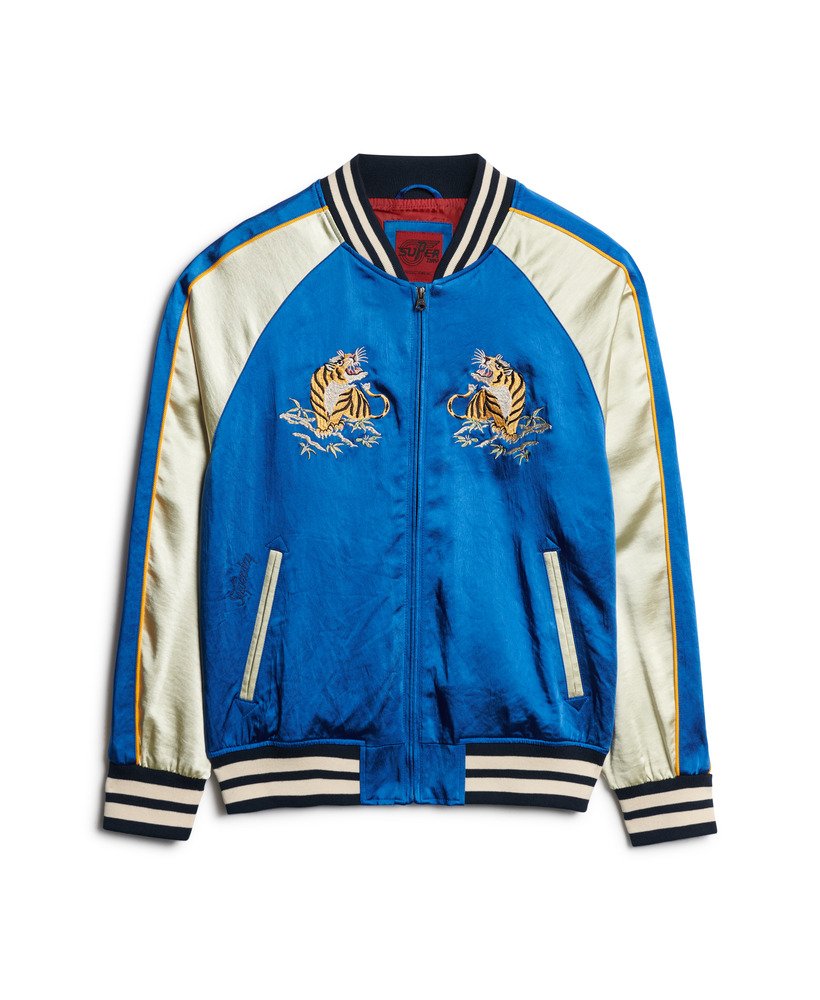 mens Sukajan Embroidered Bomber Jacket in DODGER BLUE | Superdry US