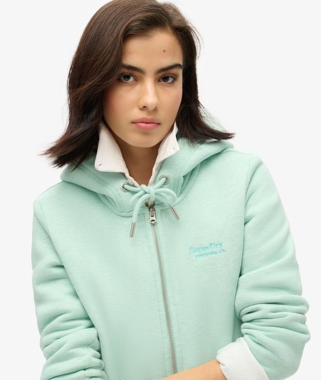 womens Essential Logo Zip Hoodie in Minted Green Marl Superdry UK