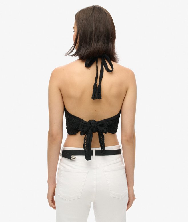 Cropped Halter Crochet Top