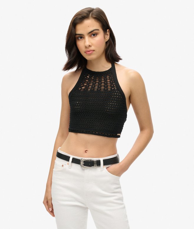 Cropped Halter Crochet Top