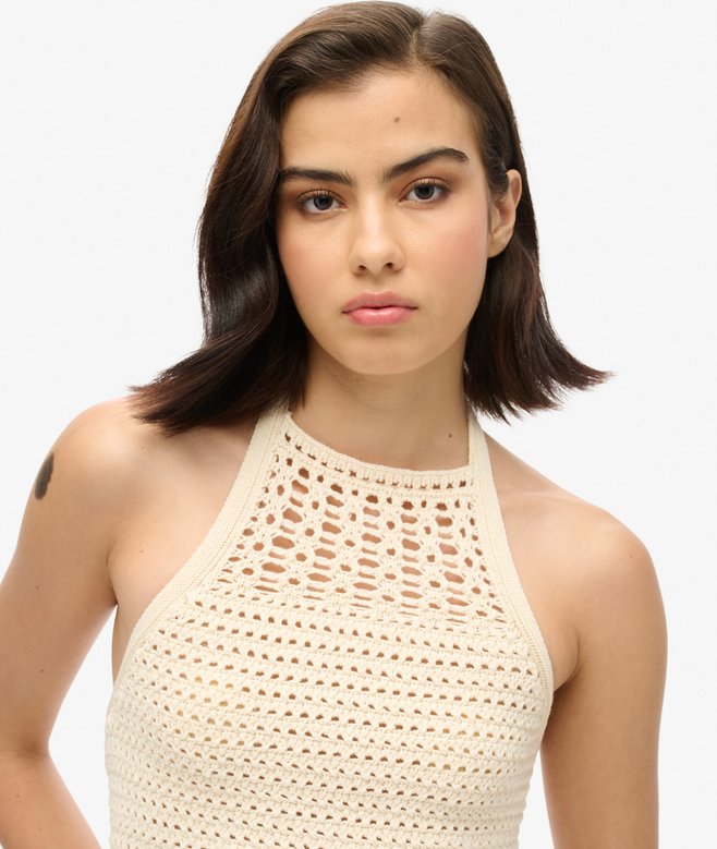 Cropped Halter Crochet Top