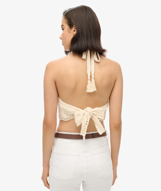 Cropped Halter Crochet Top