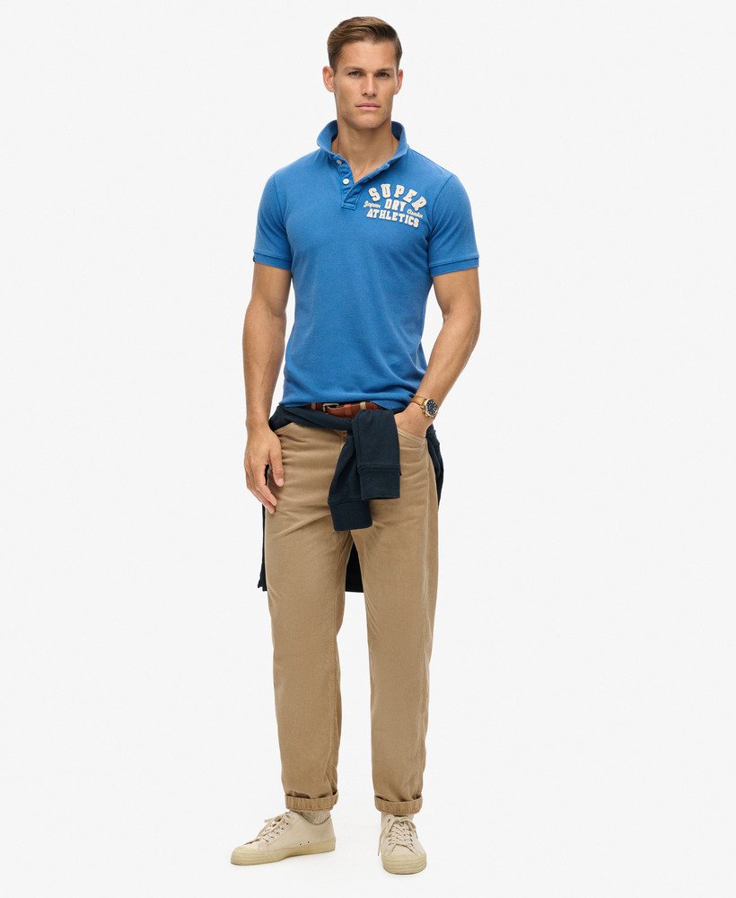mens Vintage Athletic Polo Shirt in VOLTAGE BLUE | Superdry US