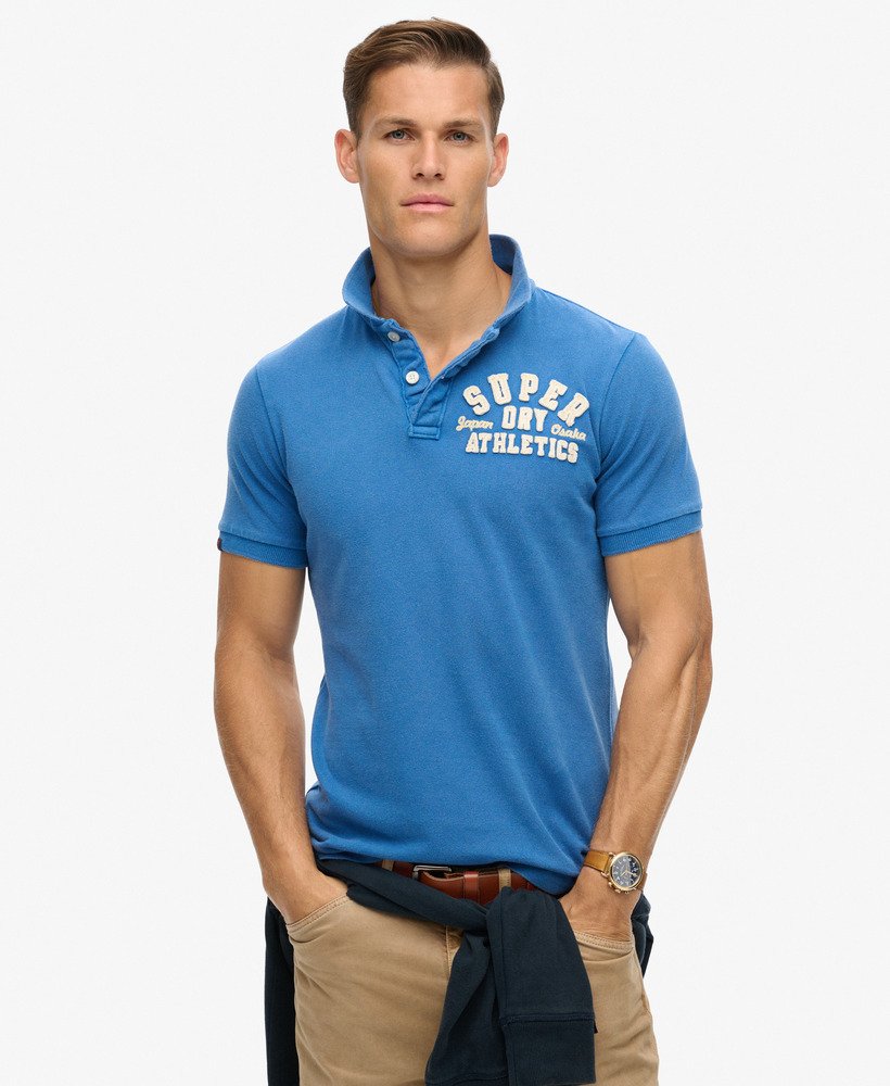 mens Vintage Athletic Polo Shirt in VOLTAGE BLUE | Superdry US