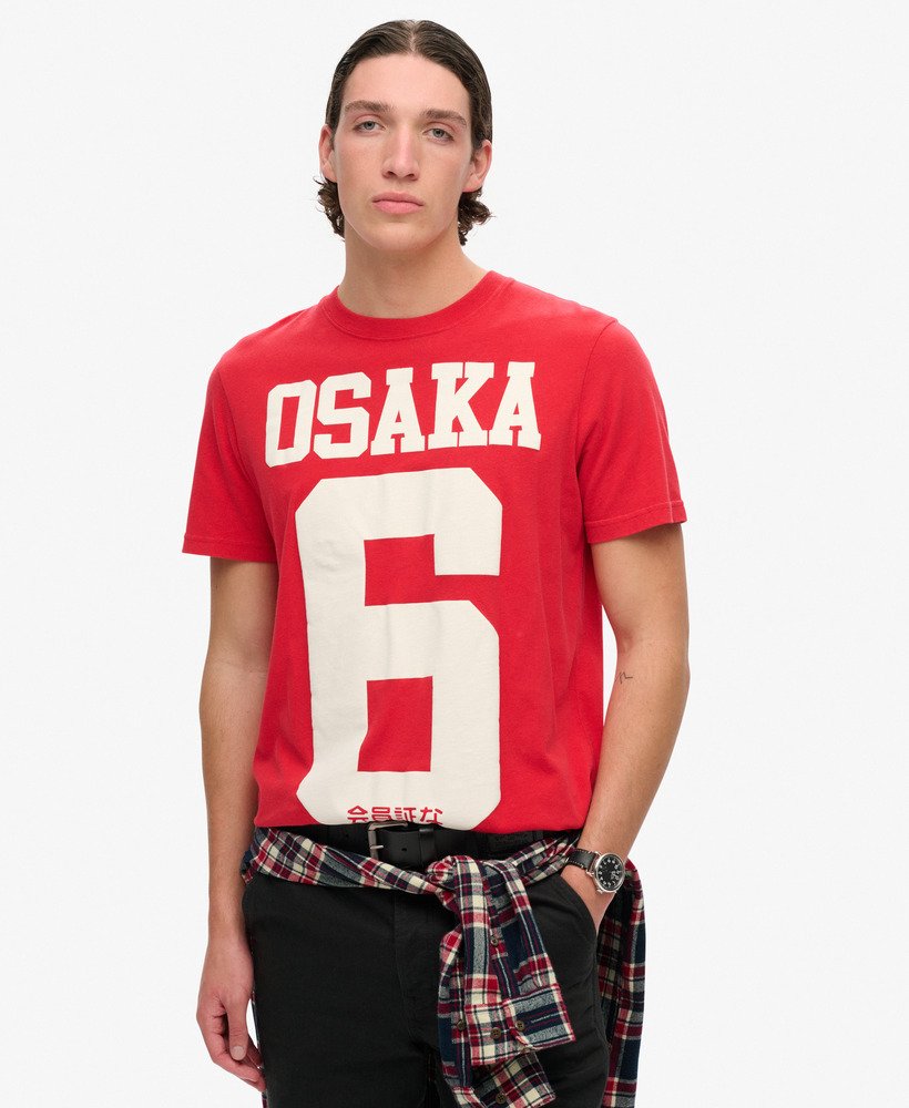 mens Osaka 6 Puff Print T-Shirt in REBEL RED | Superdry US