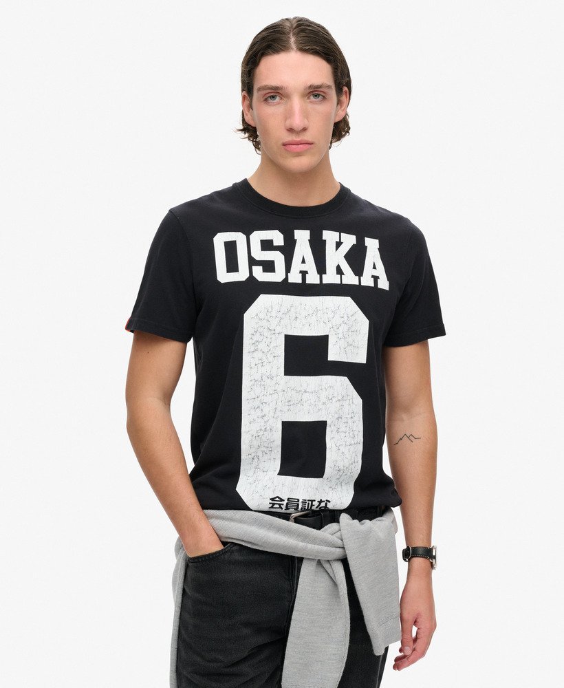 mens Osaka 6 Vintage Standard T-Shirt in JET BLACK | Superdry UK