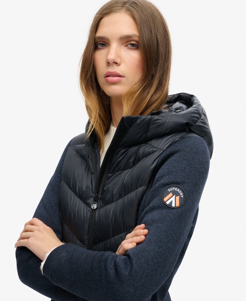 womens Hooded Storm Knit Hybrid Jacket in Eclipse Navy | Superdry UK