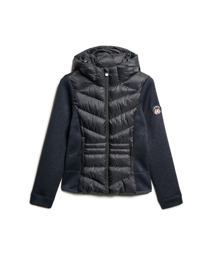 womens Hooded Storm Knit Hybrid Jacket in Eclipse Navy | Superdry US