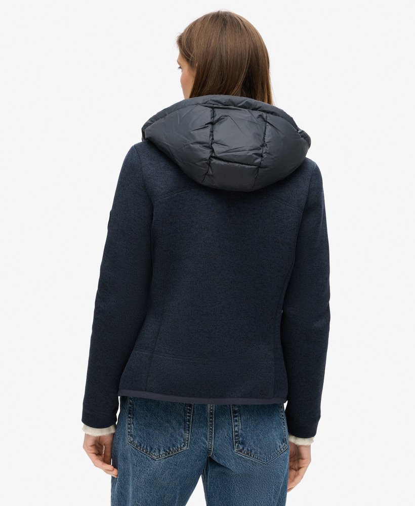 womens Hooded Storm Knit Hybrid Jacket in Eclipse Navy | Superdry UK