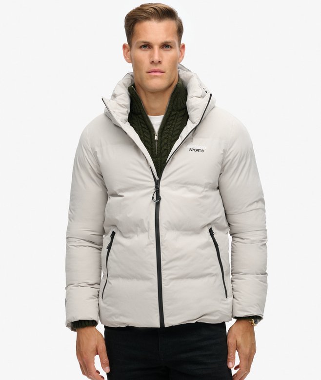 Doudoune droite à capuchegris clair de lune pour Homme Superdry FR