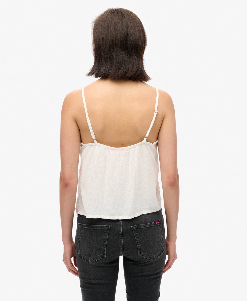 womens Ibiza Sheer Lace Cami Top in OFF WHITE | Superdry US