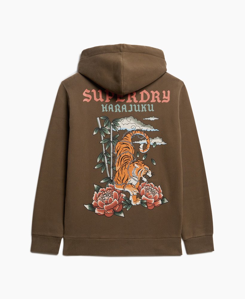 mens Tattoo Graphic Hoodie in Dark Khaki | Superdry US