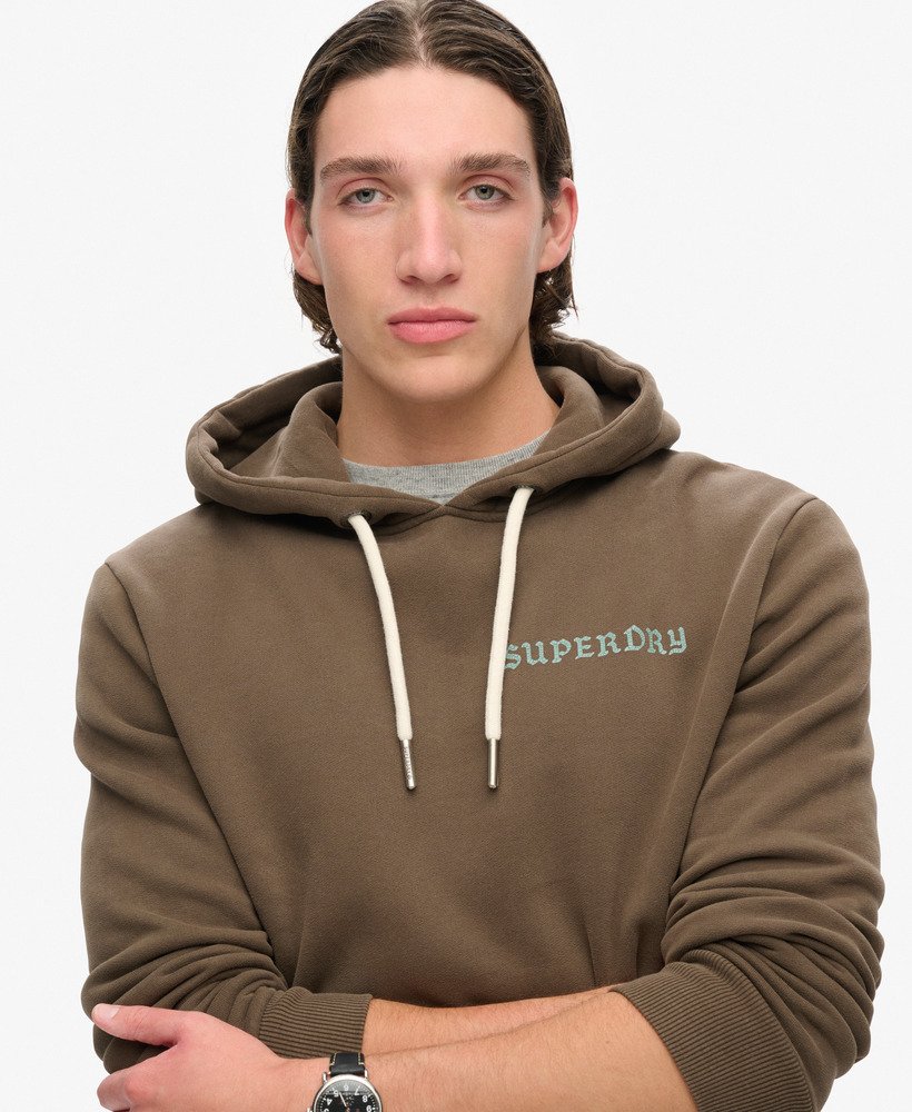 mens Tattoo Graphic Hoodie in Dark Khaki | Superdry US