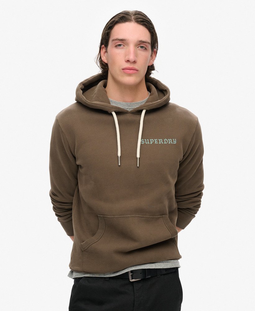 mens Tattoo Graphic Hoodie in Dark Khaki | Superdry US