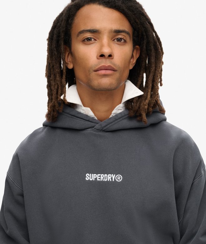 Micro Logo Graphic Loose Hoodie