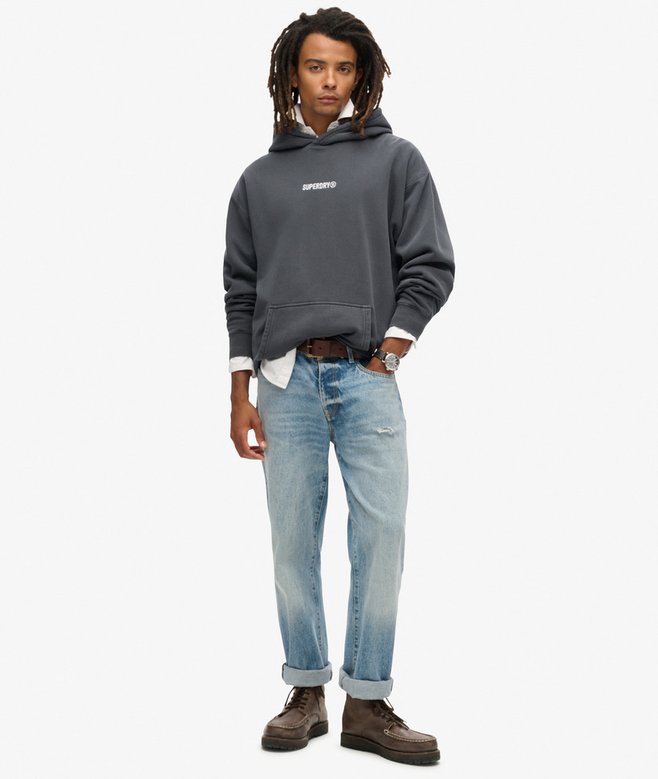 Micro Logo Graphic Loose Hoodie