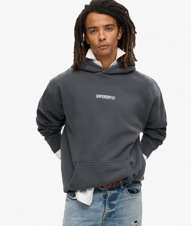 Micro Logo Graphic Loose Hoodie