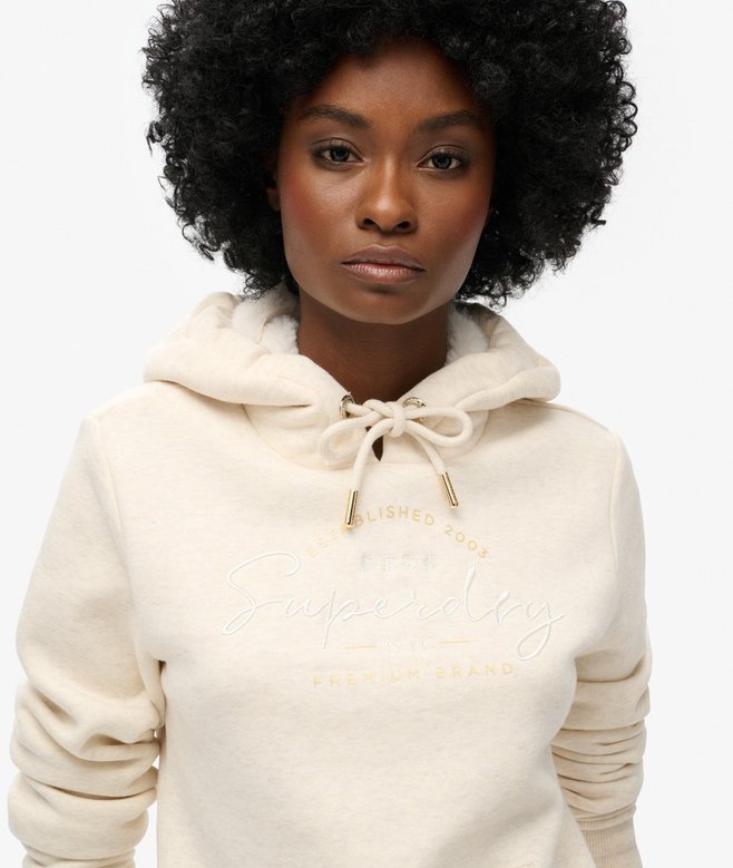 Superdry Womens Superdry Hoodie Damen Beige Essential Logo Zip