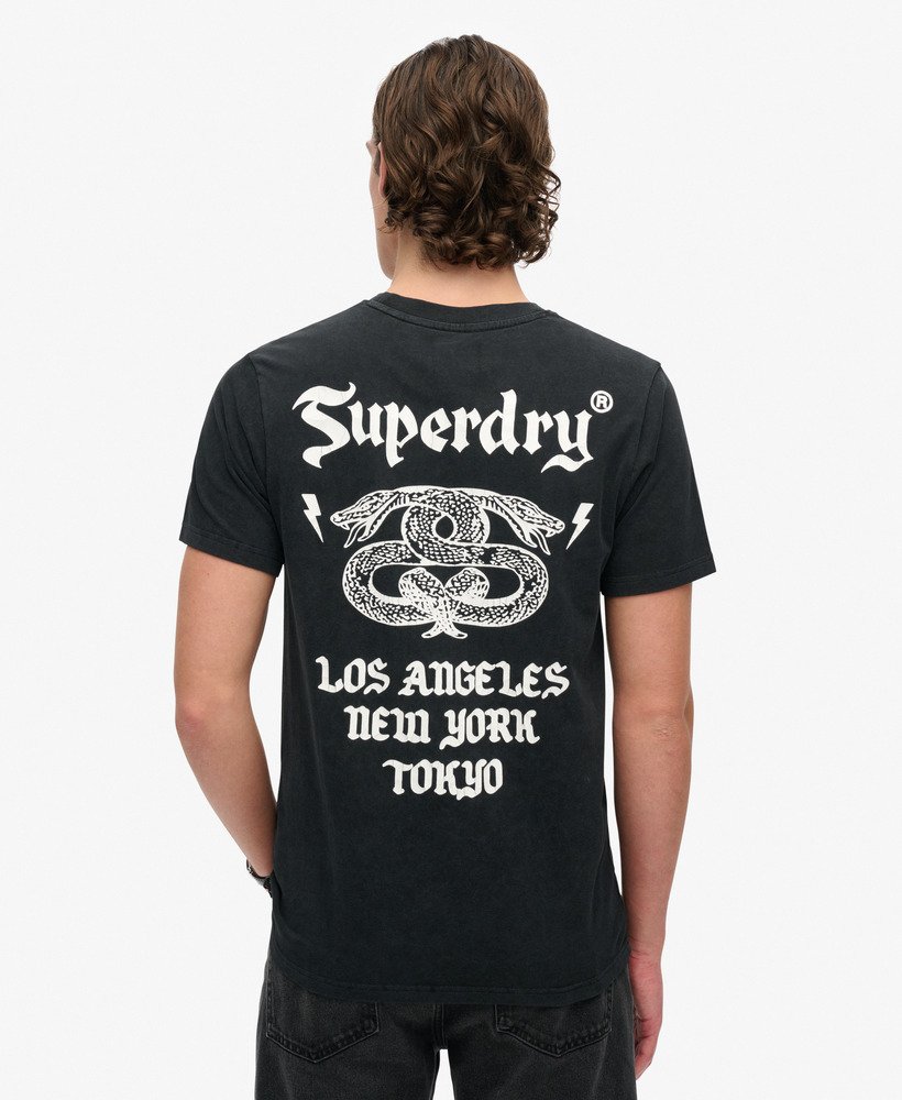 Superdry★フォトグラフィックロゴ 半袖Tシャツ 送関込 mens Retro Rock Graphic T-Shirt in Black | Superdry US