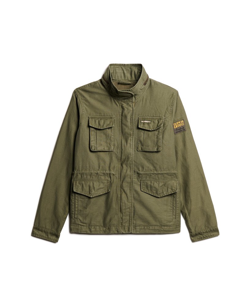 womens Embellished Classic M65 Jacket in WASHED KHAKI