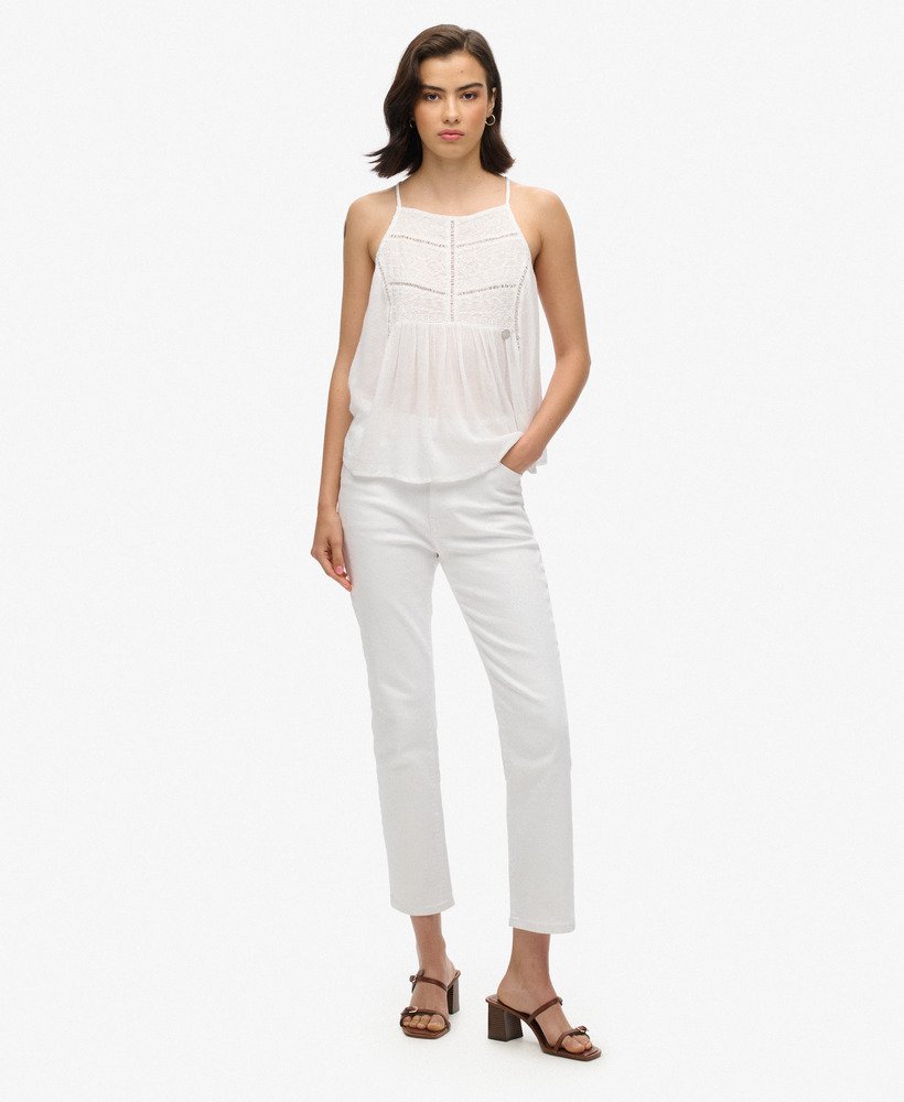 womens Vintage Lace Yoke Cami Top in OFF WHITE | Superdry US