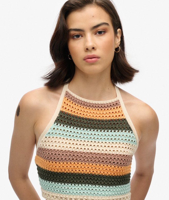 Cropped Halter Crochet Top