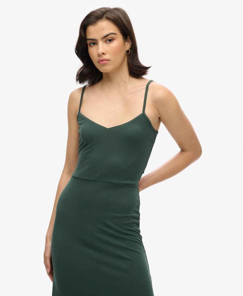 womens Jersey Open Back Dress in FOREST GREEN | Superdry US