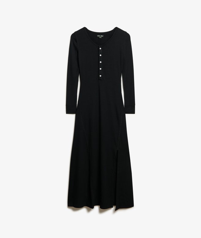 Half Button Midi Dress