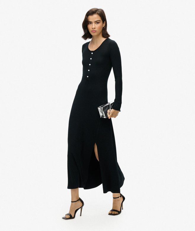 Half Button Midi Dress