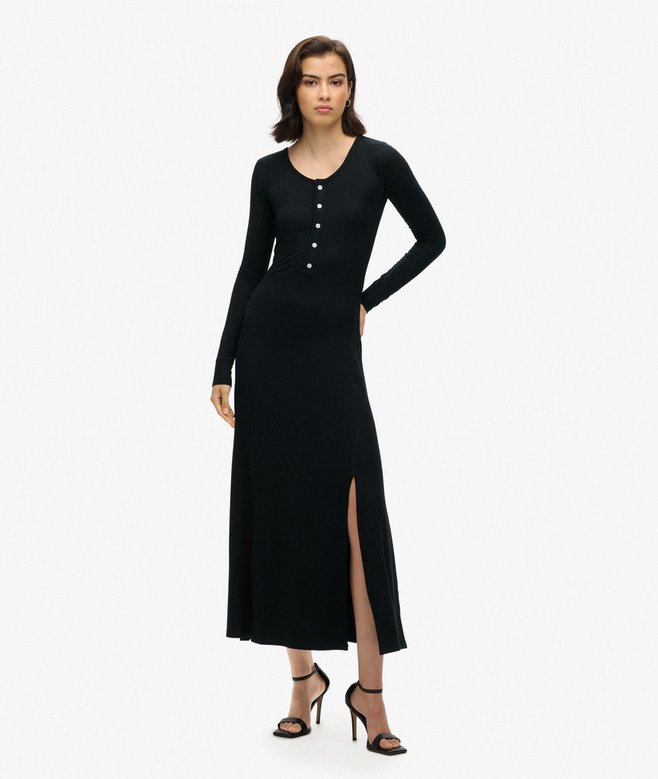 Half Button Midi Dress