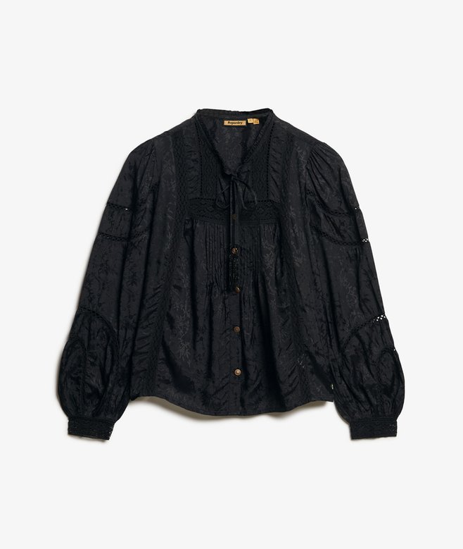 Woven Lace Long-Sleeved Blouse