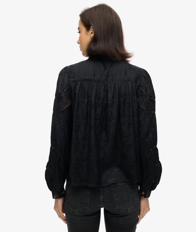 Woven Lace Long-Sleeved Blouse