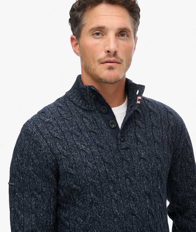 Cable Button Neck Jumper
