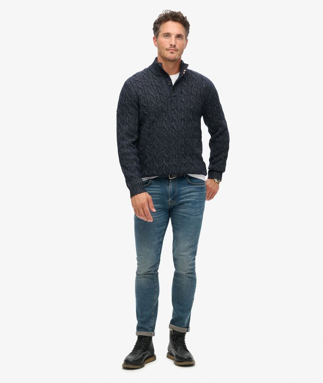 Cable Button Neck Jumper