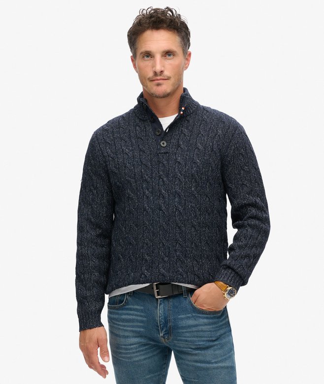 Cable Button Neck Jumper