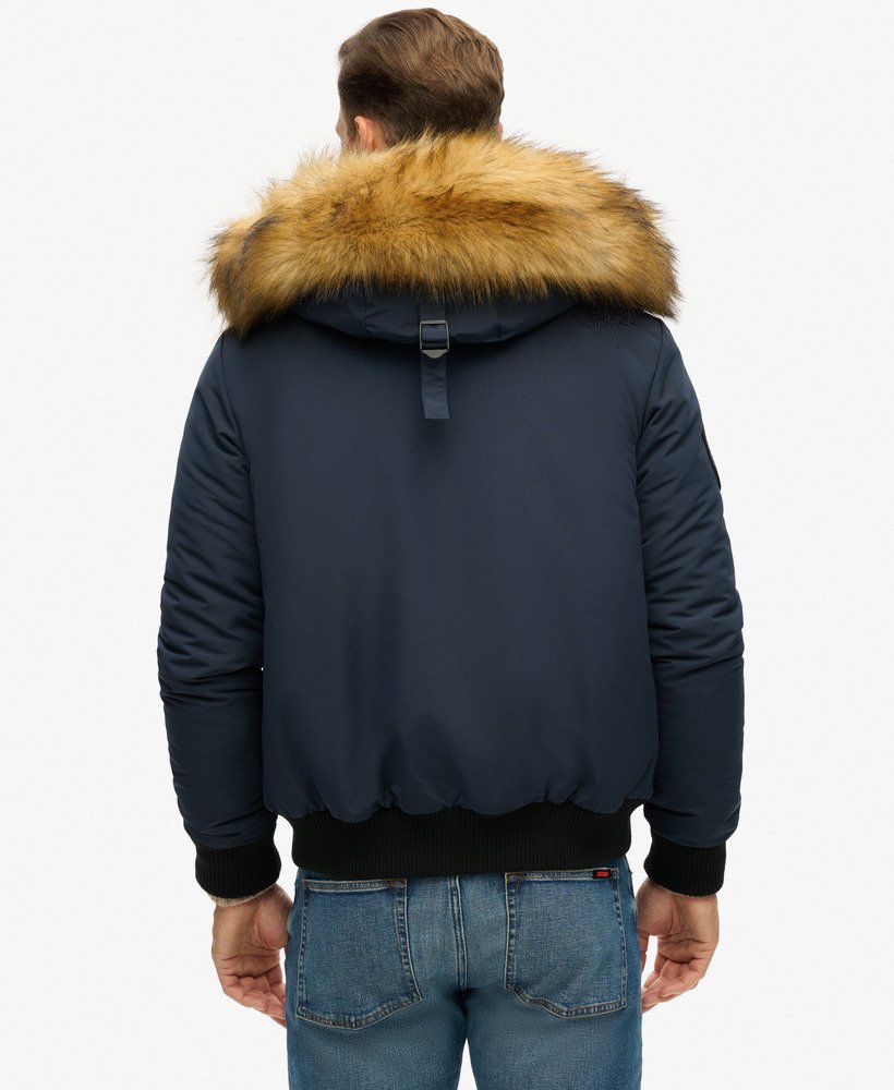 mens Hooded Everest Puffer Bomber Jacket in Nordic Chrome Navy ...