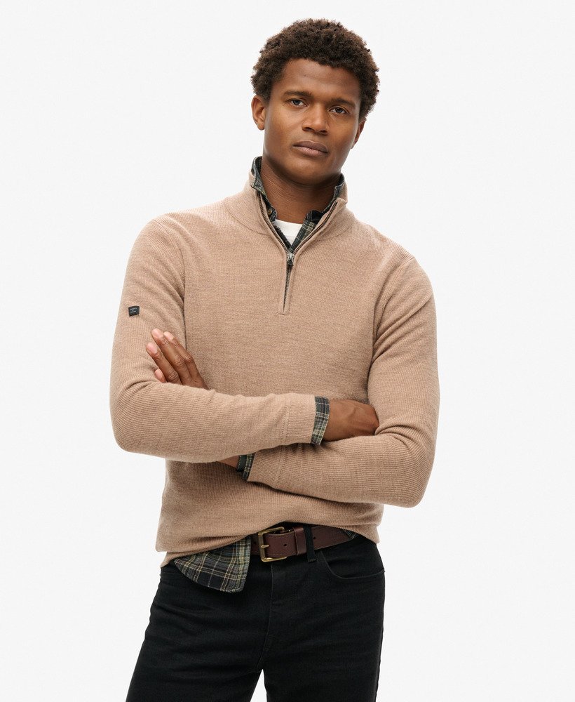 Gilet zippé avec logo en laine mérinos