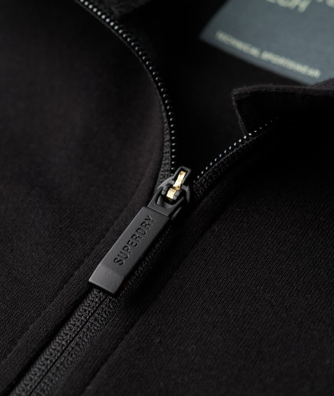 mens Sport Tech Logo Loose Zip Hoodie in Black Superdry UK