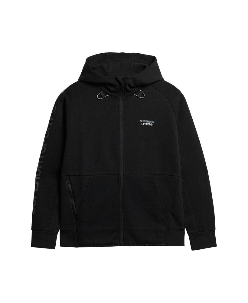mens Sport Tech Logo Loose Zip Hoodie in Black | Superdry CA-EN