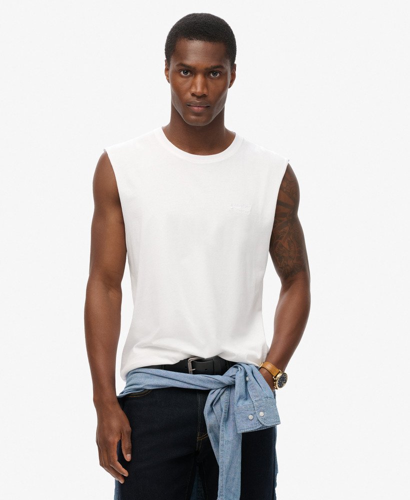 Superdry★アメカジ☆ロゴ☆コットン☆タンクトップ mens Organic Cotton Essential Logo Tank Top in OPTIC