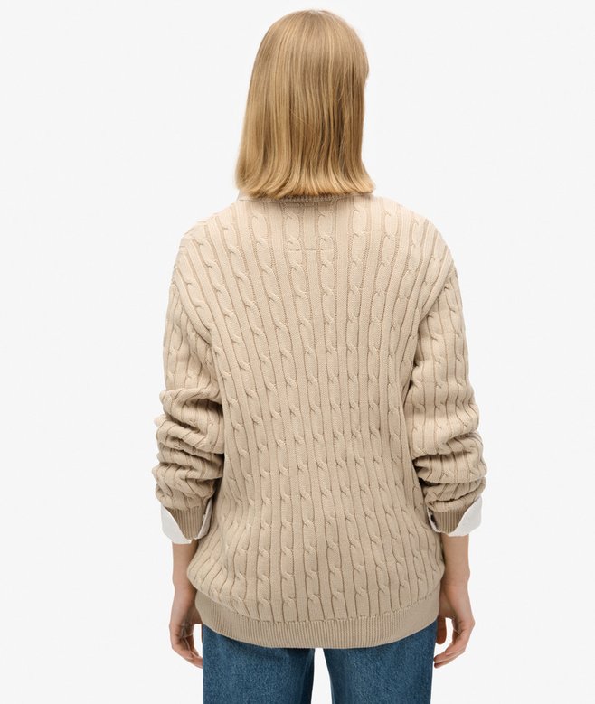 Oversized V Neck Cable Jumper