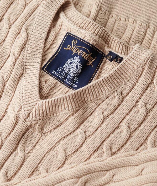 Oversized V Neck Cable Jumper