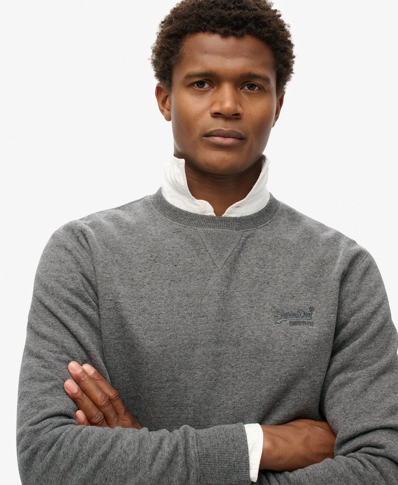 mens Essential Logo Crew Sweatshirt in Carbon Grey Marl mens Essential Logo Crew Sweatshirt in Carbon Grey Marl