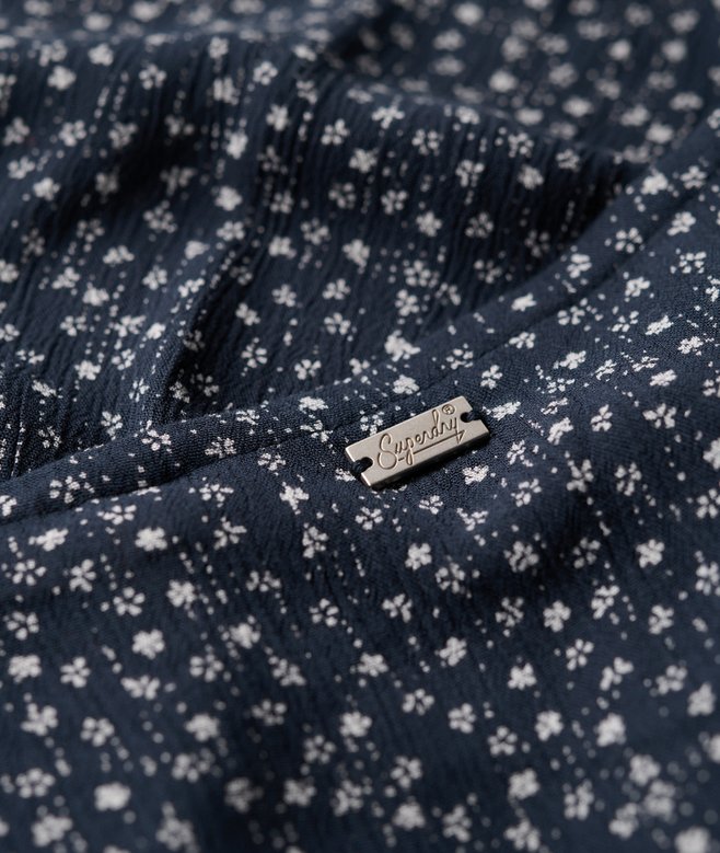Printed Button-up Short Sleeve Midi Tea Dress