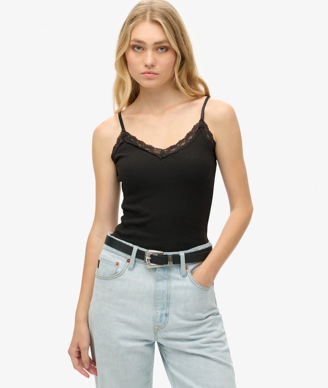Athletic Essential Lace Trim Cami Top