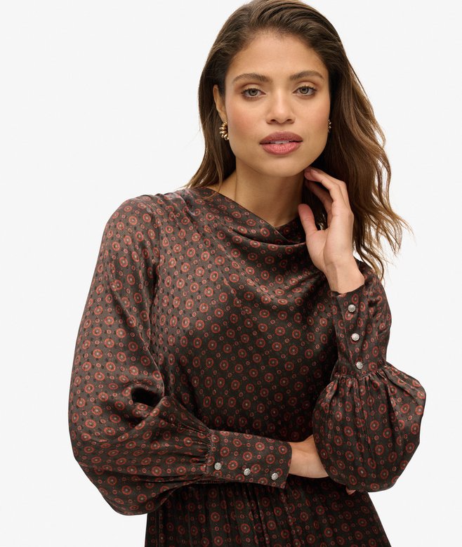 Mini Cowl Neck Jacquard Dress
