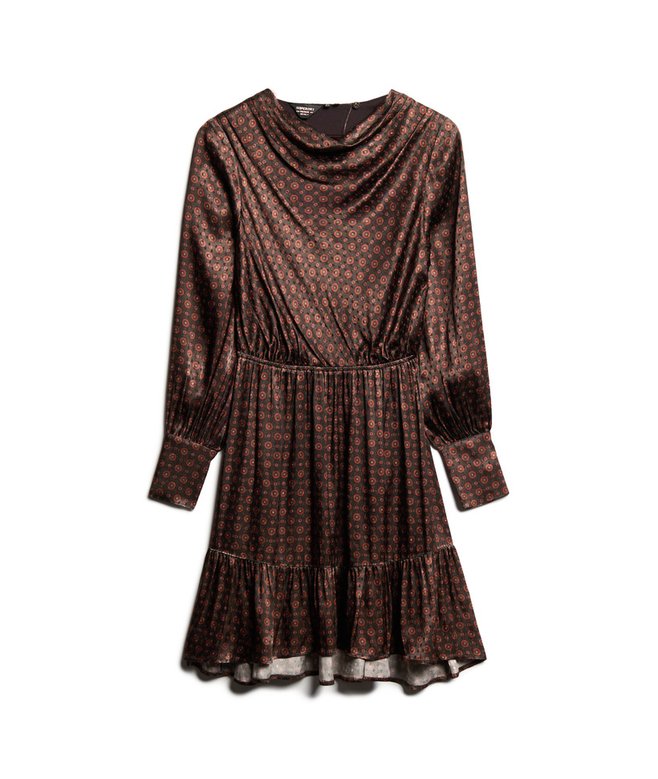 Mini Cowl Neck Jacquard Dress