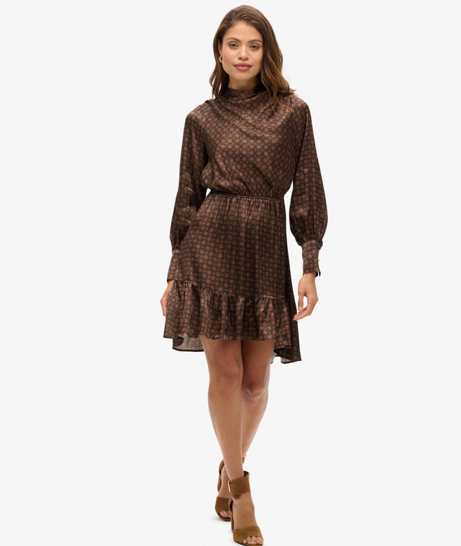 Mini Cowl Neck Jacquard Dress