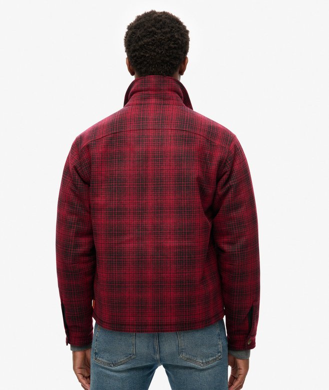 Surplus Wool Check Zip Through Overshirt